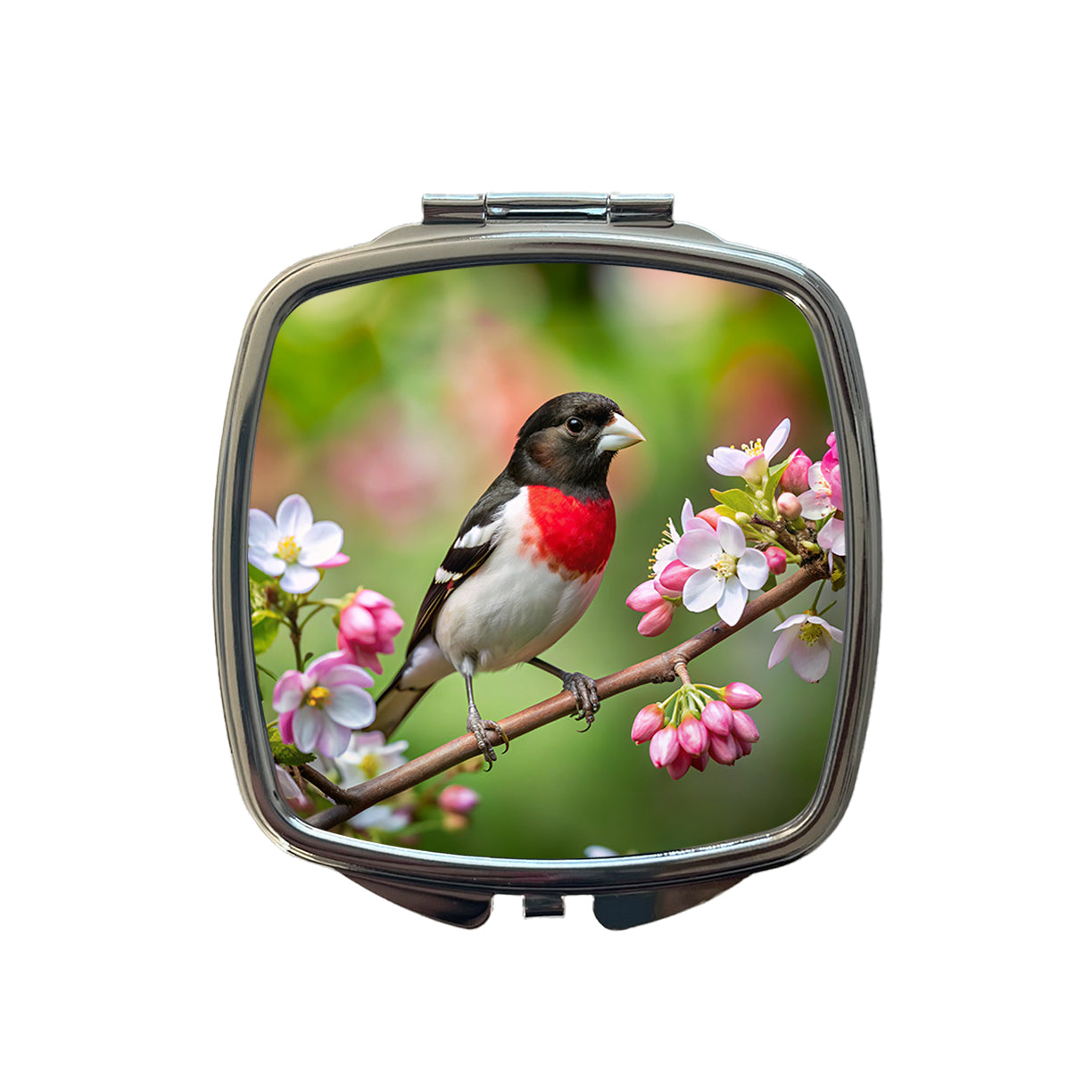 Rose Breasted Grosbeak Backyard Bird Small Travel Purse Handbag Pocket Makeup Compact Mirror