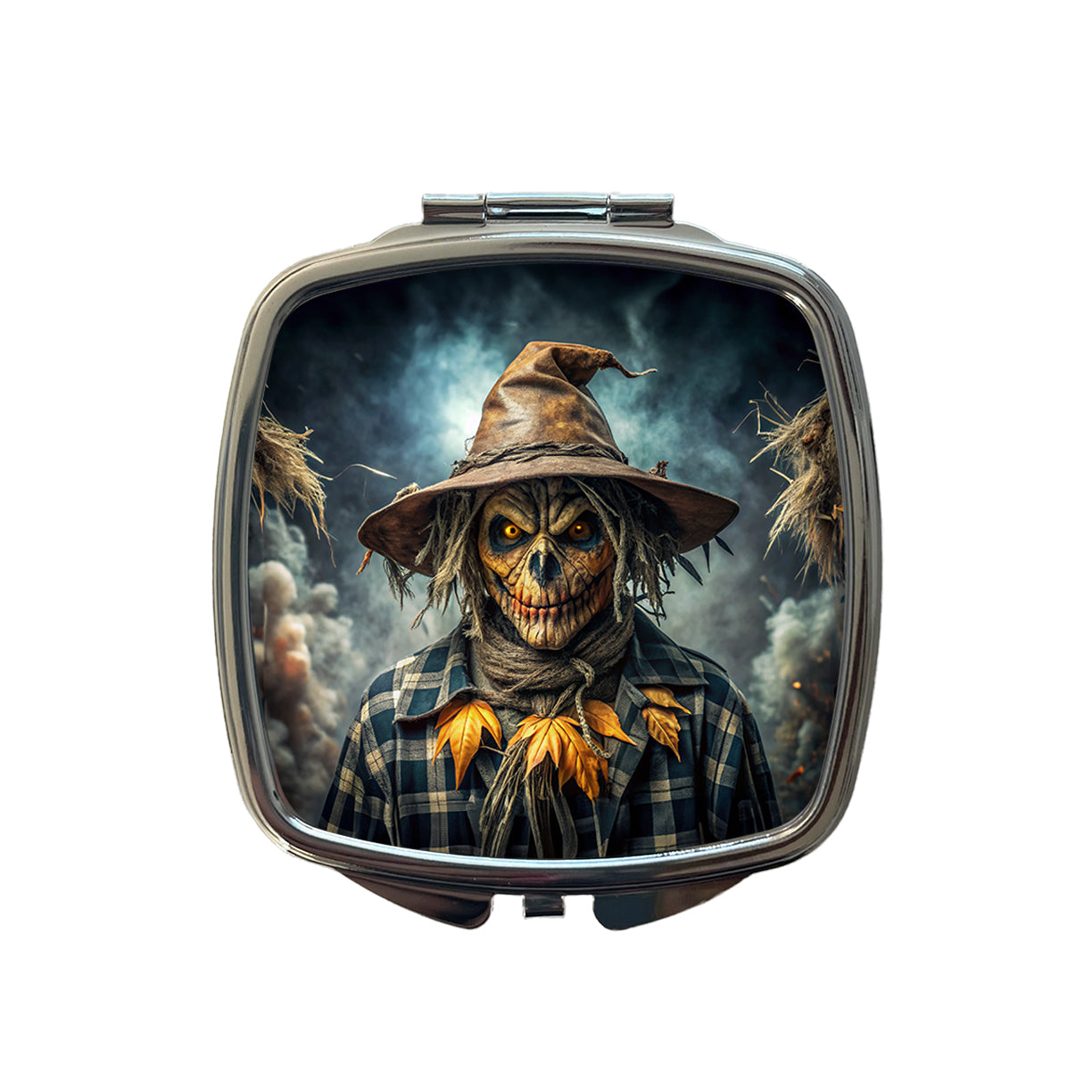Scary Evil Scarecrow Black Watercolor Small Travel Purse Handbag Pocket Makeup Compact Mirror