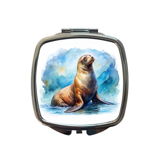 Sea Lion Watercolor Small Travel Purse Handbag Pocket Makeup Compact Mirror