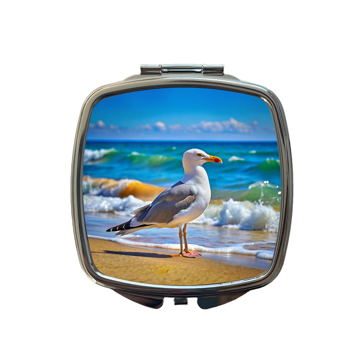 Seagull On Beach Small Travel Purse Handbag Pocket Makeup Compact Mirror