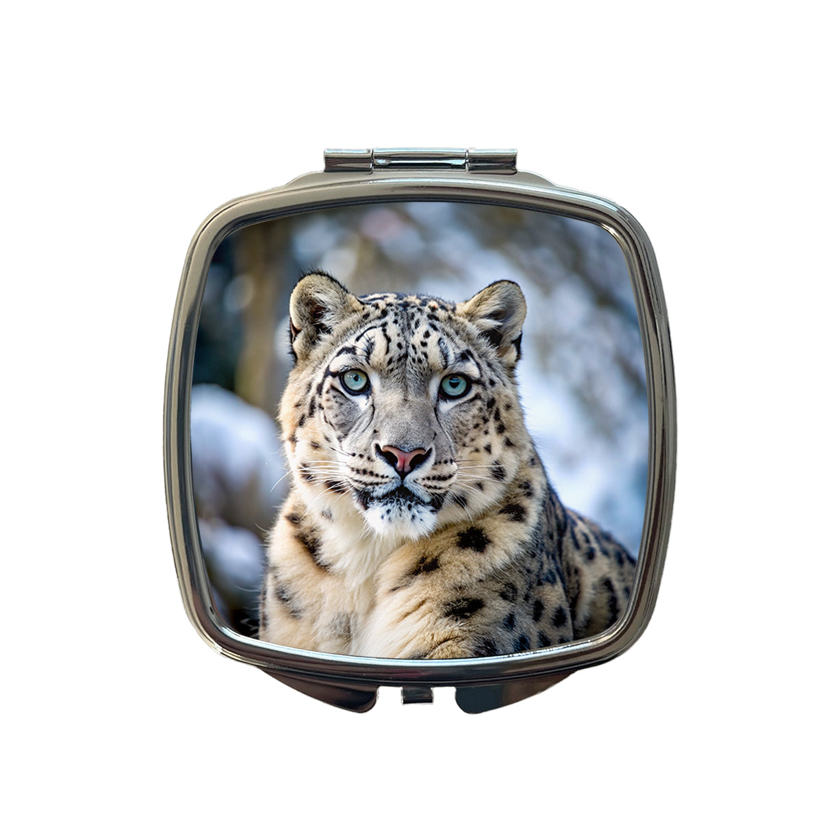 Snow Leopard Small Travel Purse Handbag Pocket Makeup Compact Mirror