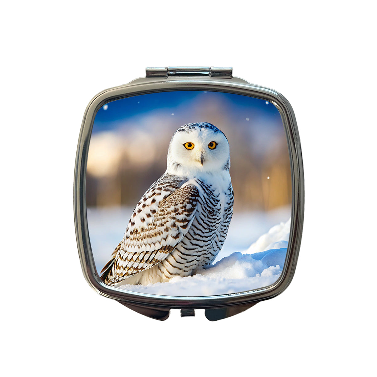 Snowy Owl Raptor Bird Of Prey Small Travel Purse Handbag Pocket Makeup Compact Mirror