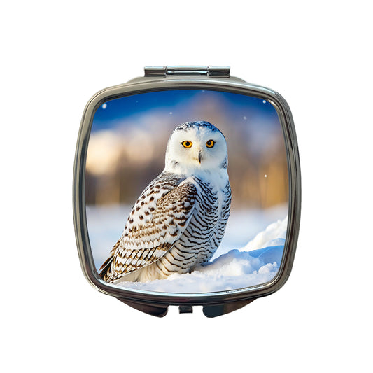 Snowy Owl Raptor Bird Of Prey Small Travel Purse Handbag Pocket Makeup Compact Mirror