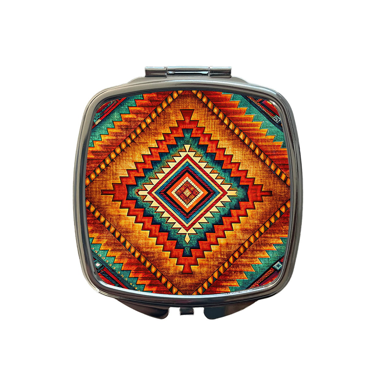 Southwestern Tribal Pattern Design Small Travel Purse Handbag Pocket Makeup Compact Mirror