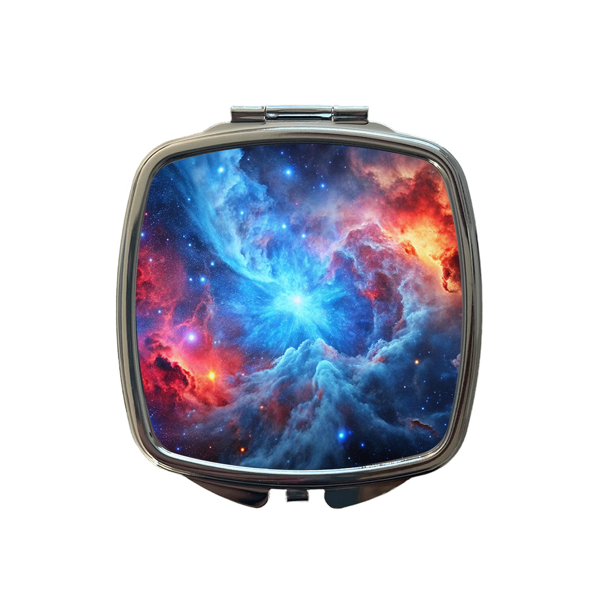 Space Galaxy Nebula Blue Red Small Travel Purse Handbag Pocket Makeup Compact Mirror