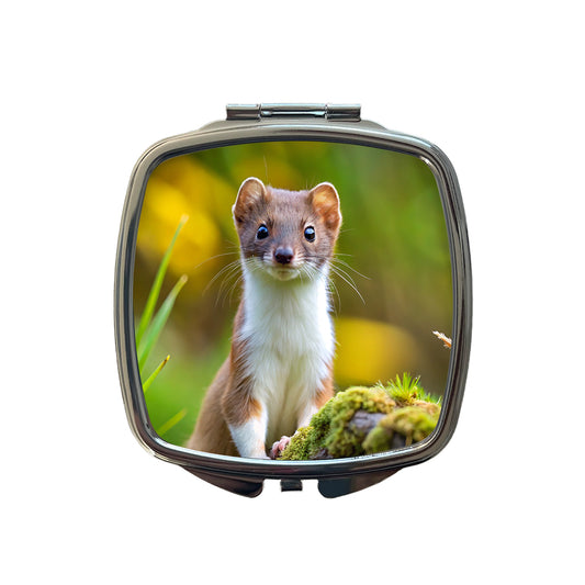 Stoat Ermine Small Travel Purse Handbag Pocket Makeup Compact Mirror
