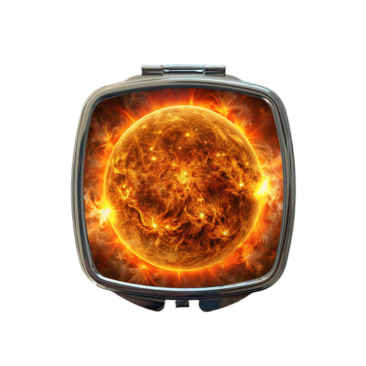 Sun During Solar Flare Storm Sci-fi Small Travel Purse Handbag Pocket Makeup Compact Mirror