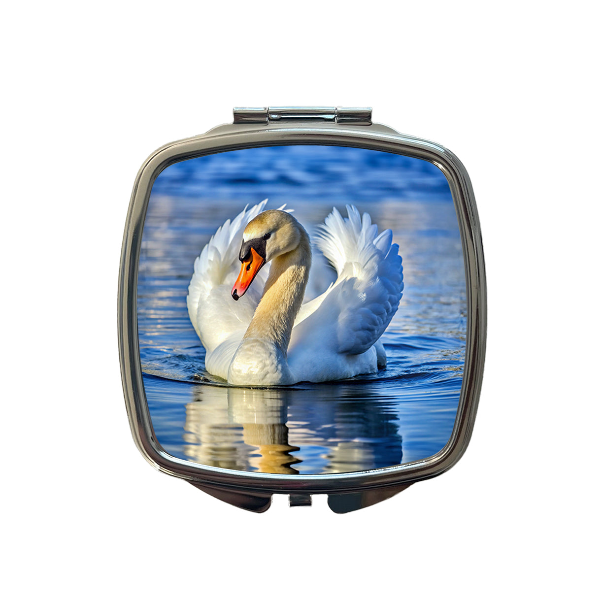 Swan Small Travel Purse Handbag Pocket Makeup Compact Mirror