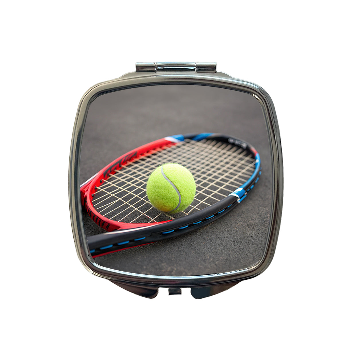 Tennis Racket and Ball Close-up Small Travel Purse Handbag Pocket Makeup Compact Mirror