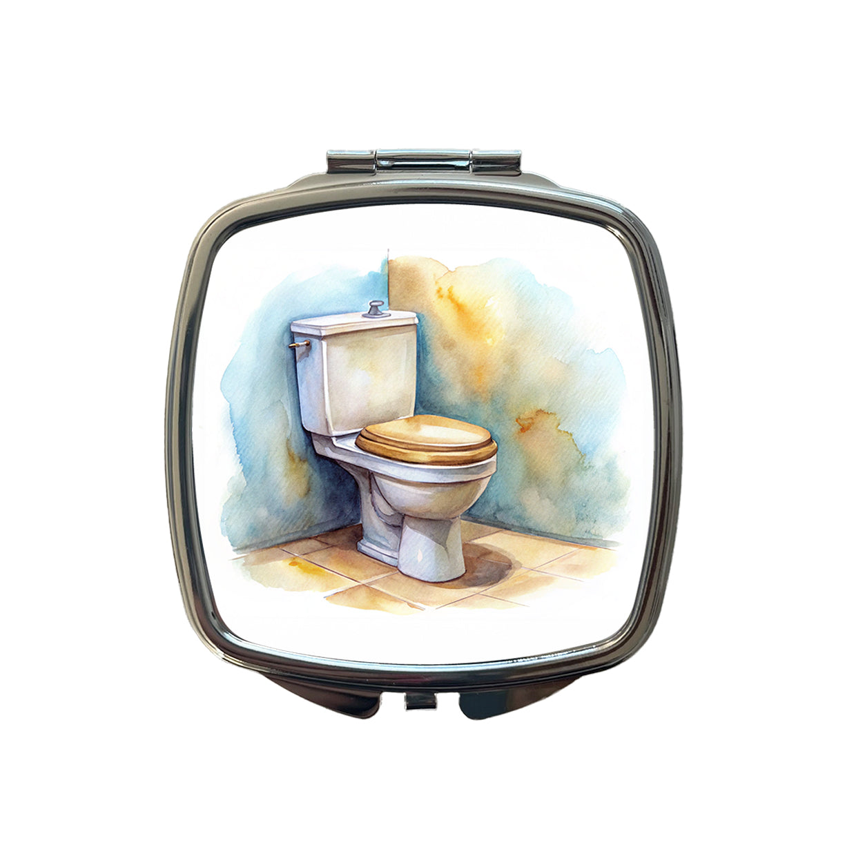 Toilet Watercolor Small Travel Purse Handbag Pocket Makeup Compact Mirror