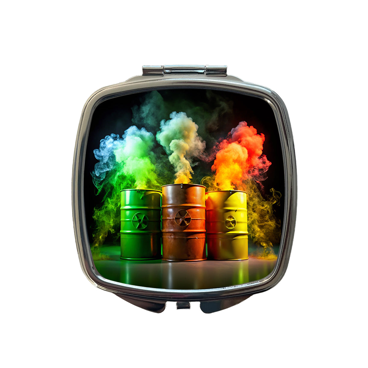 Toxic Waste Barrels Small Travel Purse Handbag Pocket Makeup Compact Mirror