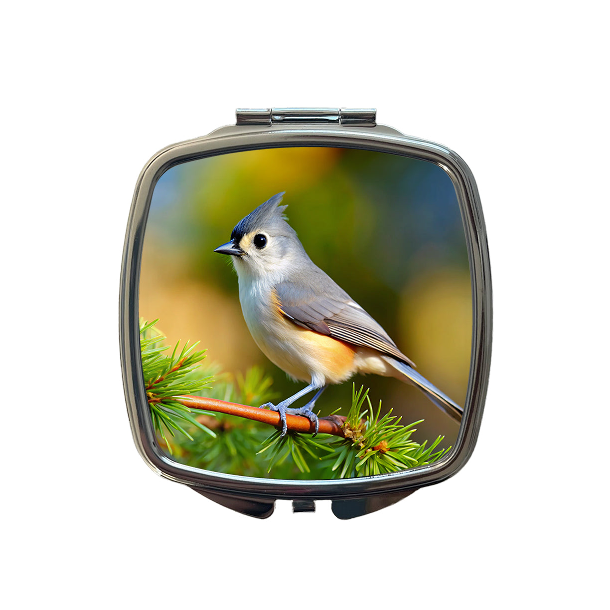 Tufted Titmouse Backyard Bird Small Travel Purse Handbag Pocket Makeup Compact Mirror