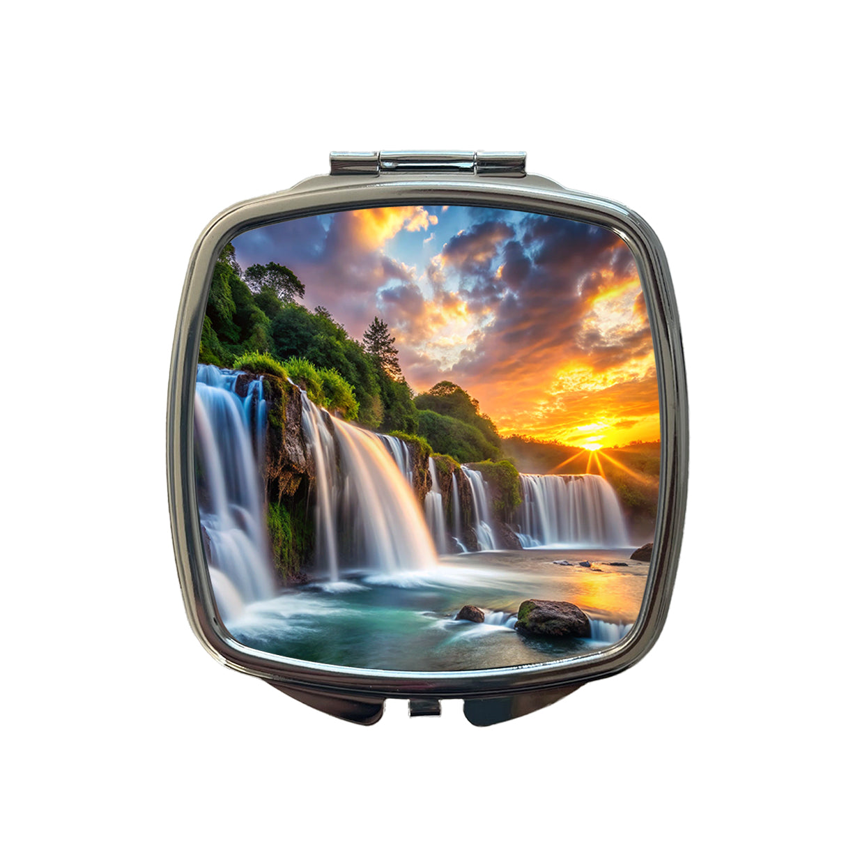 Waterfalls At Sunset Small Travel Purse Handbag Pocket Makeup Compact Mirror
