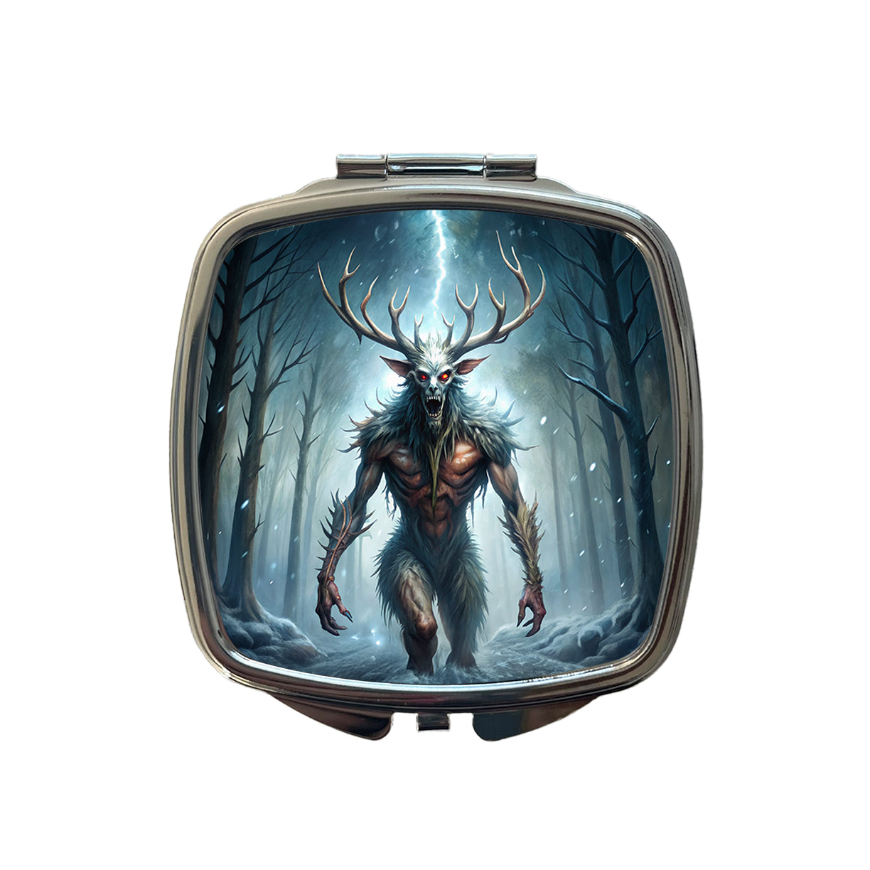 Wendigo Algonquian Folklore Monster Creature Small Travel Purse Handbag Pocket Makeup Compact Mirror