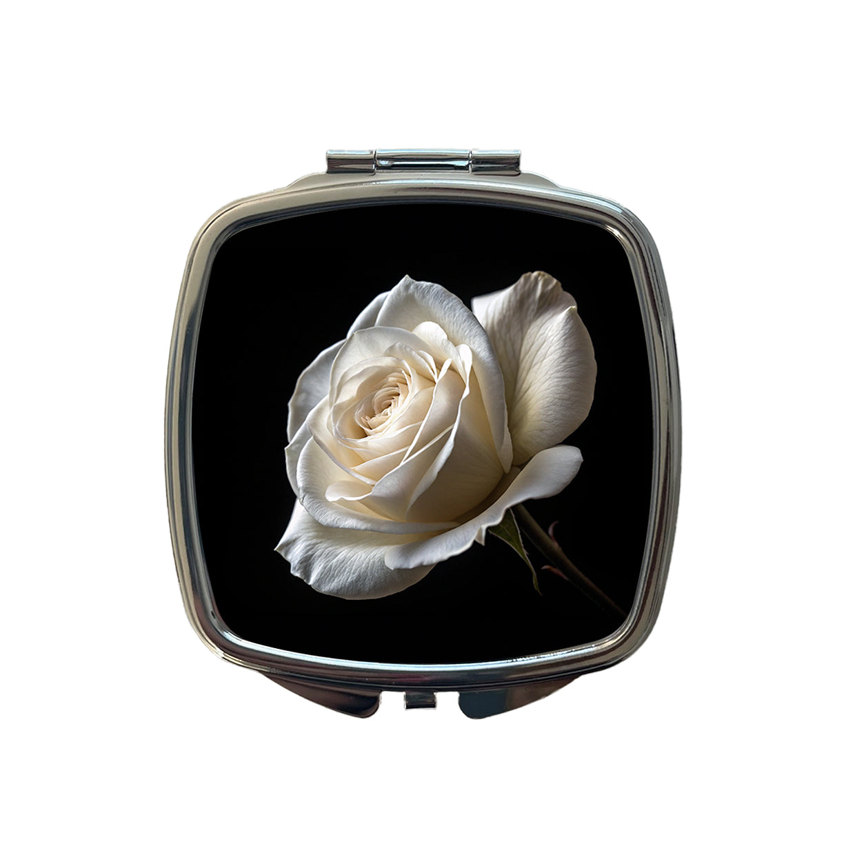 White Rose Small Travel Purse Handbag Pocket Makeup Compact Mirror