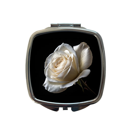 White Rose Small Travel Purse Handbag Pocket Makeup Compact Mirror