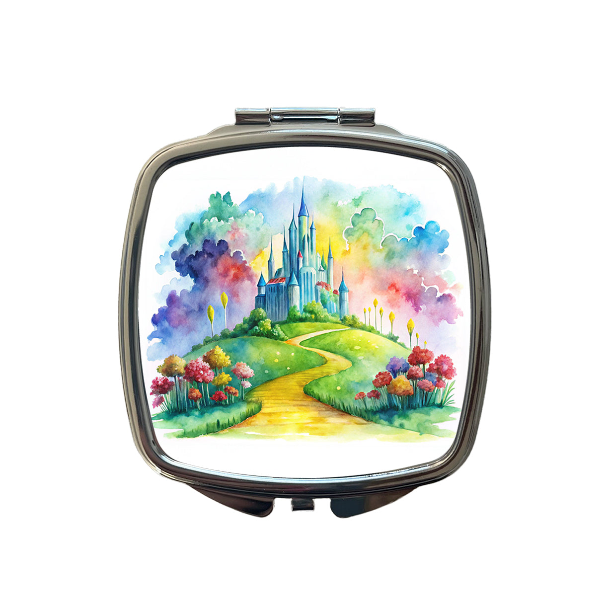 Emerald City Watercolor Small Travel Purse Handbag Pocket Makeup Compact Mirror