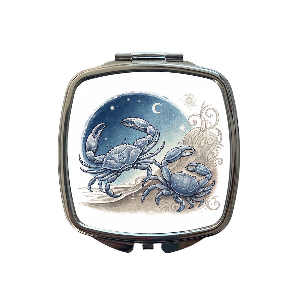 Zodiac Horoscope Symbol Cancer Crab Small Travel Purse Handbag Pocket Makeup Compact Mirror