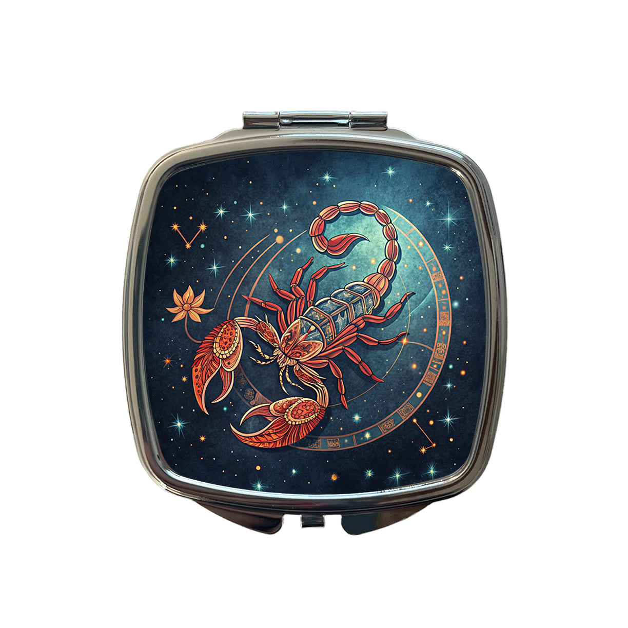 Zodiac Horoscope Symbol Scorpio Scorpion Small Travel Purse Handbag Pocket Makeup Compact Mirror