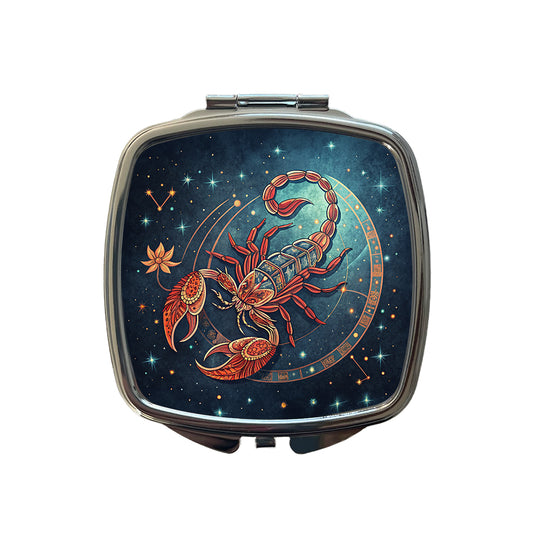 Zodiac Horoscope Symbol Scorpio Scorpion Small Travel Purse Handbag Pocket Makeup Compact Mirror