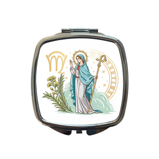 Zodiac Horoscope Symbol Virgo Maiden Virgin Small Travel Purse Handbag Pocket Makeup Compact Mirror