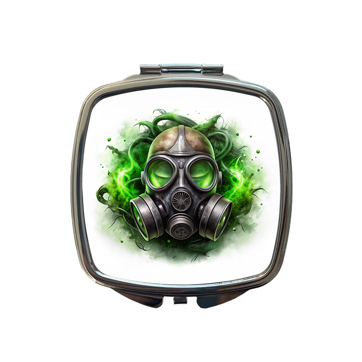 Zombie Outbreak Gas Mask Green Toxic Gas Small Travel Purse Handbag Pocket Makeup Compact Mirror