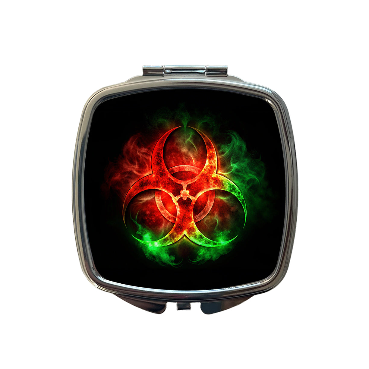 Zombie Outbreak Symbol With Red Green Toxic Gasses Small Travel Purse Handbag Pocket Makeup Compact Mirror
