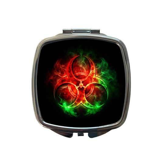 Zombie Outbreak Symbol With Red Green Toxic Gasses Small Travel Purse Handbag Pocket Makeup Compact Mirror