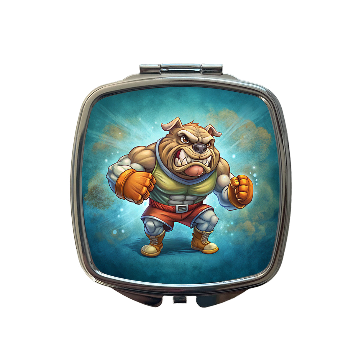 Fighting Bulldog School Mascot Small Travel Purse Handbag Pocket Makeup Compact Mirror