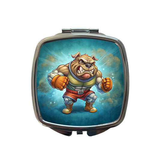 Fighting Bulldog School Mascot Small Travel Purse Handbag Pocket Makeup Compact Mirror