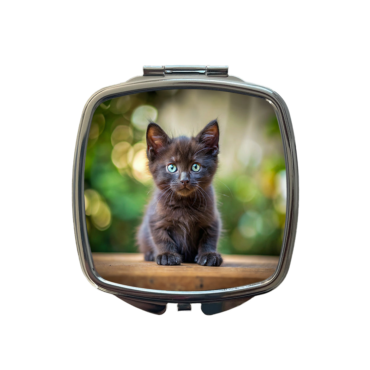 Black Cat Kitten Photo Small Travel Purse Handbag Pocket Makeup Compact Mirror