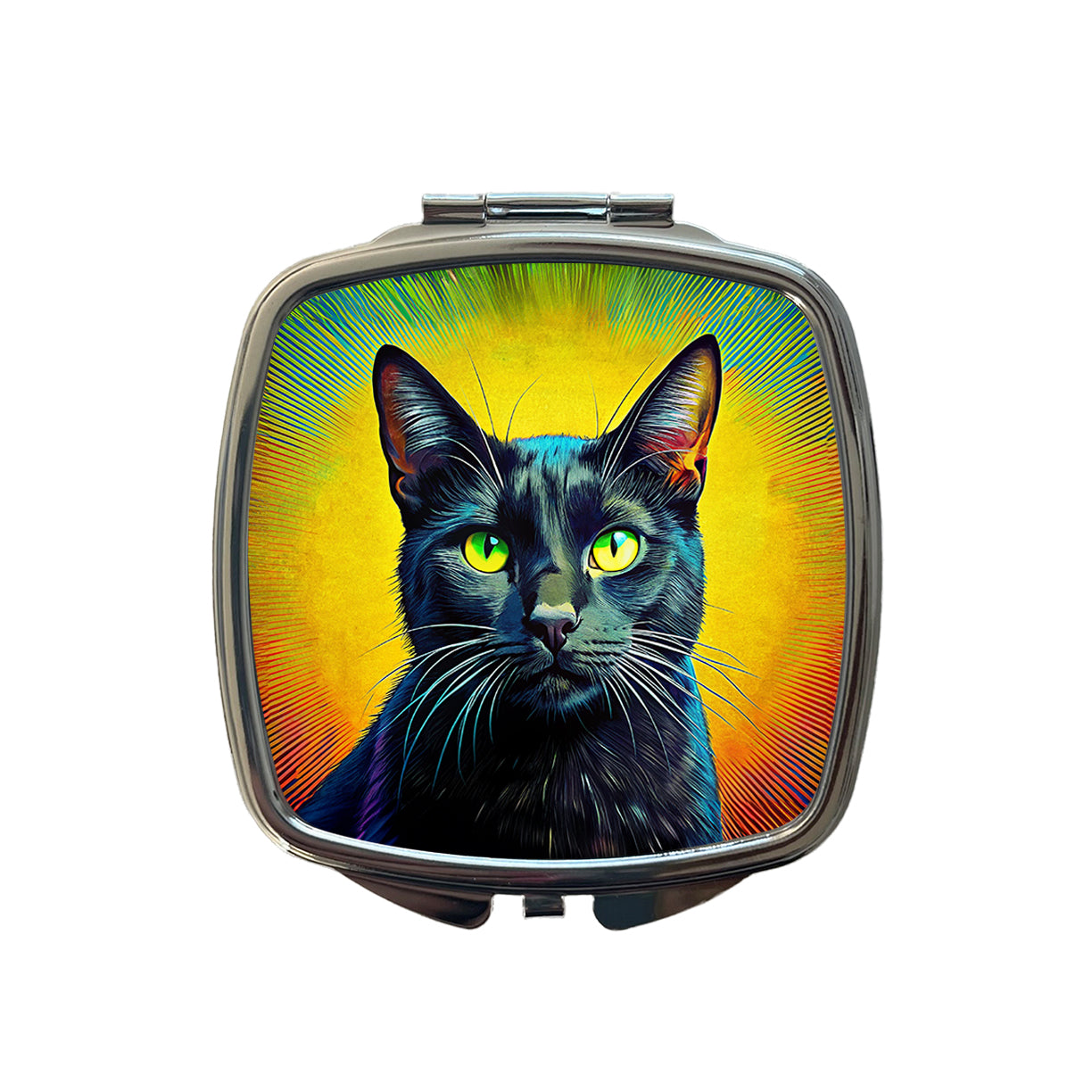 Black Cat Pop Art Small Travel Purse Handbag Pocket Makeup Compact Mirror