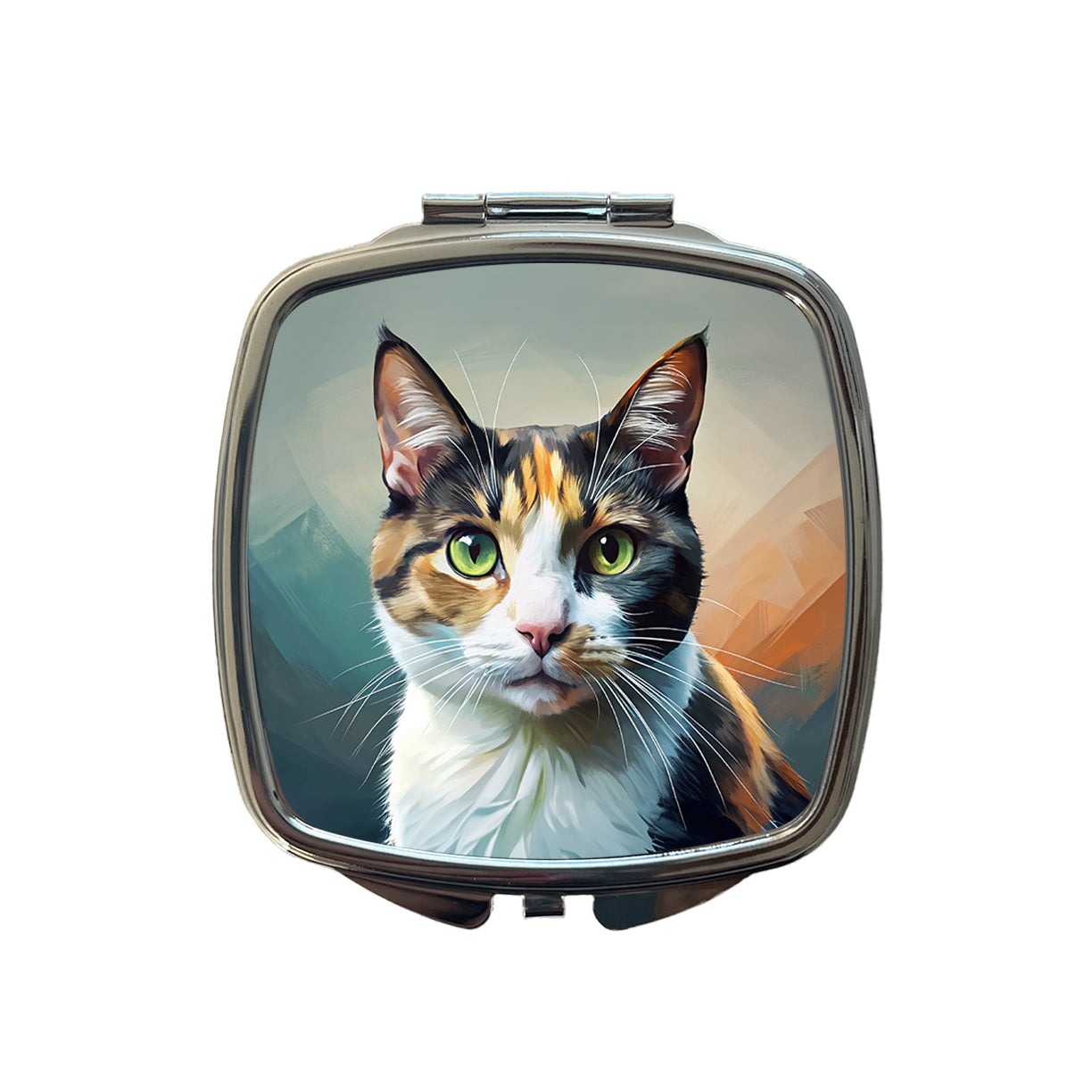 Calico Cat Contemporary Art Small Travel Purse Handbag Pocket Makeup Compact Mirror