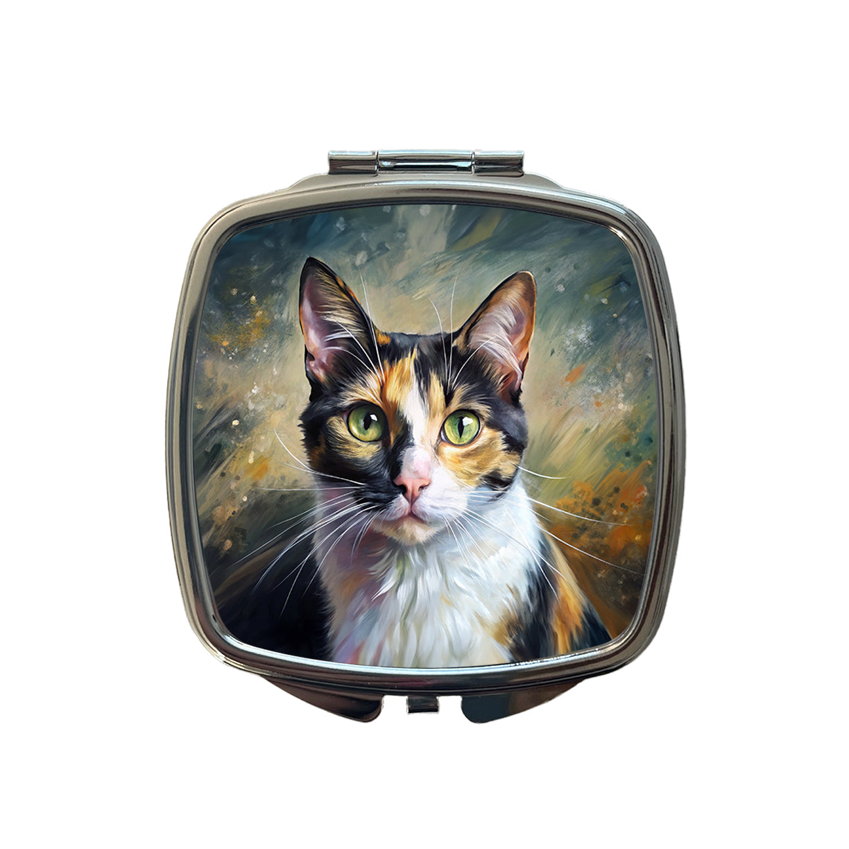 Calico Cat Expressionism Art Small Travel Purse Handbag Pocket Makeup Compact Mirror