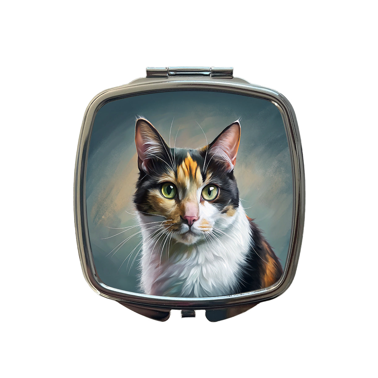 Calico Cat Illustration Small Travel Purse Handbag Pocket Makeup Compact Mirror
