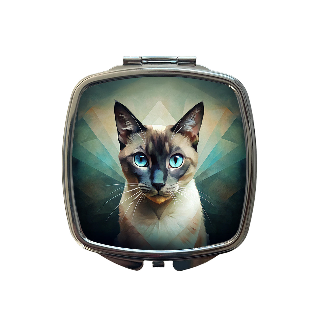 Siamese Cat Abstract Stylized Art Small Travel Purse Handbag Pocket Makeup Compact Mirror