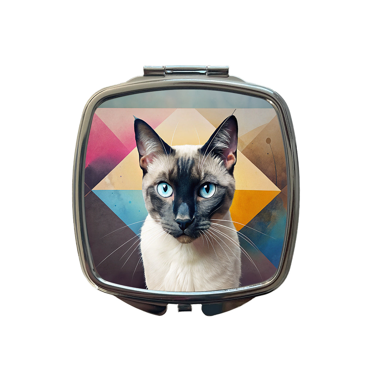 Siamese Cat Contemporary Art Small Travel Purse Handbag Pocket Makeup Compact Mirror