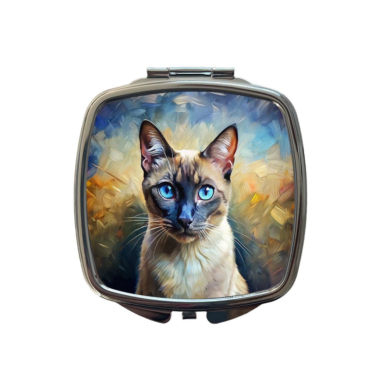 Siamese Cat Expressionism Art Small Travel Purse Handbag Pocket Makeup Compact Mirror