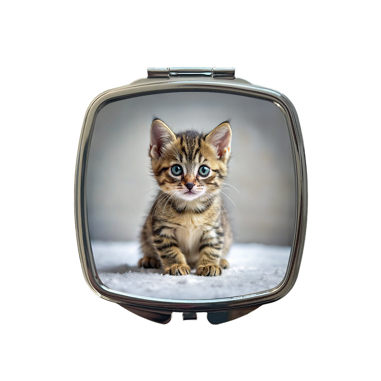 Tabby Cat Kitten Photo Small Travel Purse Handbag Pocket Makeup Compact Mirror
