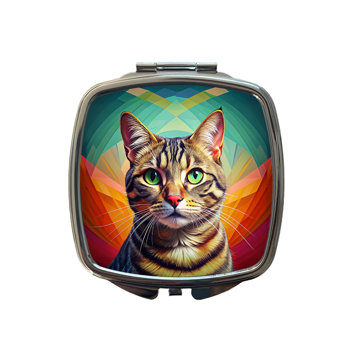 Tabby Cat Pop Art Small Travel Purse Handbag Pocket Makeup Compact Mirror