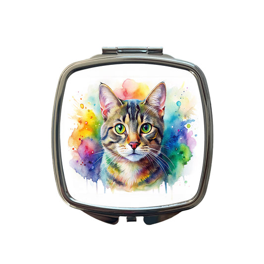 Tabby Cat Watercolor Style Small Travel Purse Handbag Pocket Makeup Compact Mirror