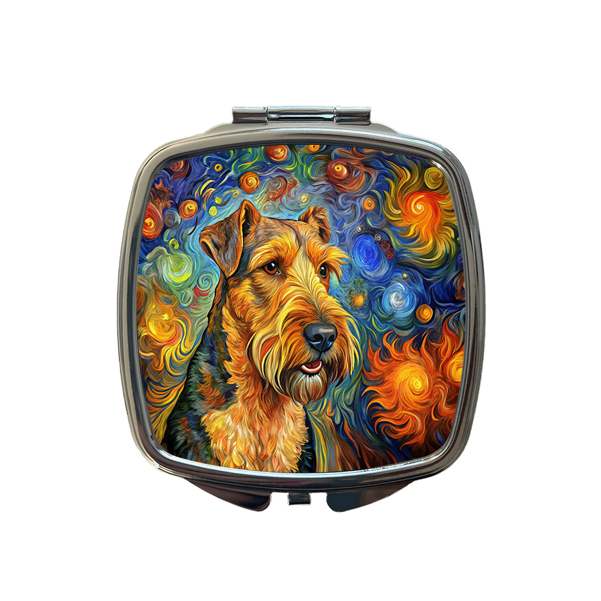 Airedale Terrier Dog Abstract Art Small Travel Purse Handbag Pocket Makeup Compact Mirror
