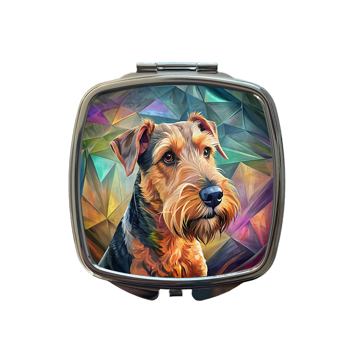 Airedale Terrier Dog Contemporary Art Small Travel Purse Handbag Pocket Makeup Compact Mirror