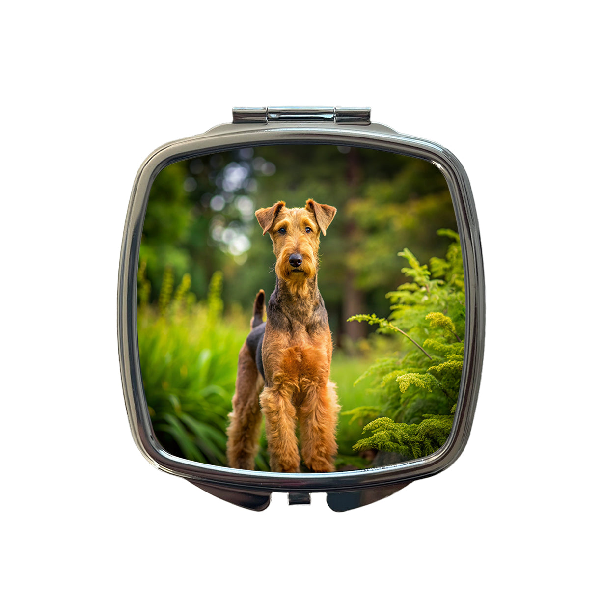 Airedale Terrier Dog Photo Small Travel Purse Handbag Pocket Makeup Compact Mirror