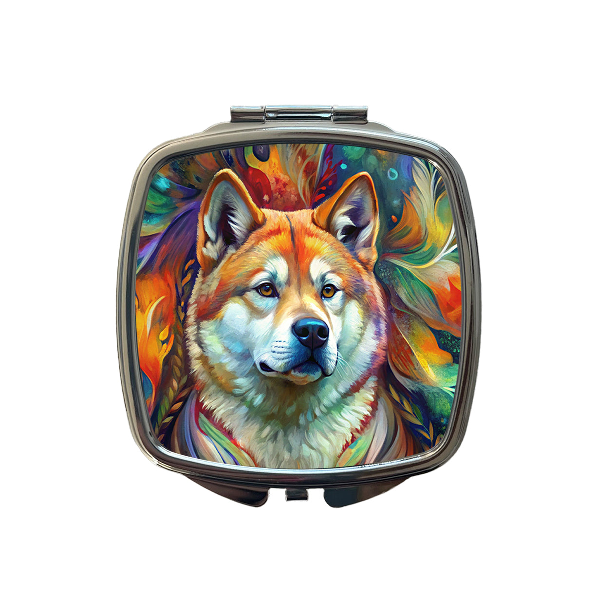 Akita Dog Abstract Art Small Travel Purse Handbag Pocket Makeup Compact Mirror