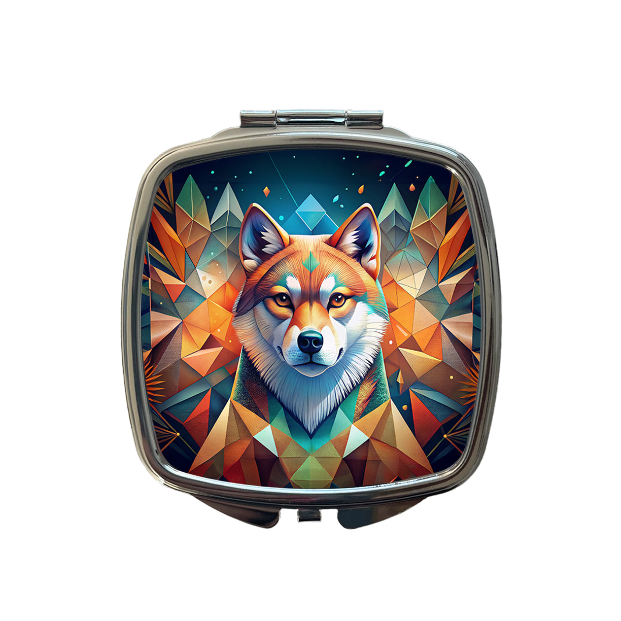 Akita Dog Abstract Stylized Art Small Travel Purse Handbag Pocket Makeup Compact Mirror