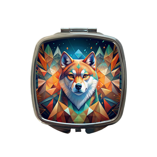 Akita Dog Abstract Stylized Art Small Travel Purse Handbag Pocket Makeup Compact Mirror