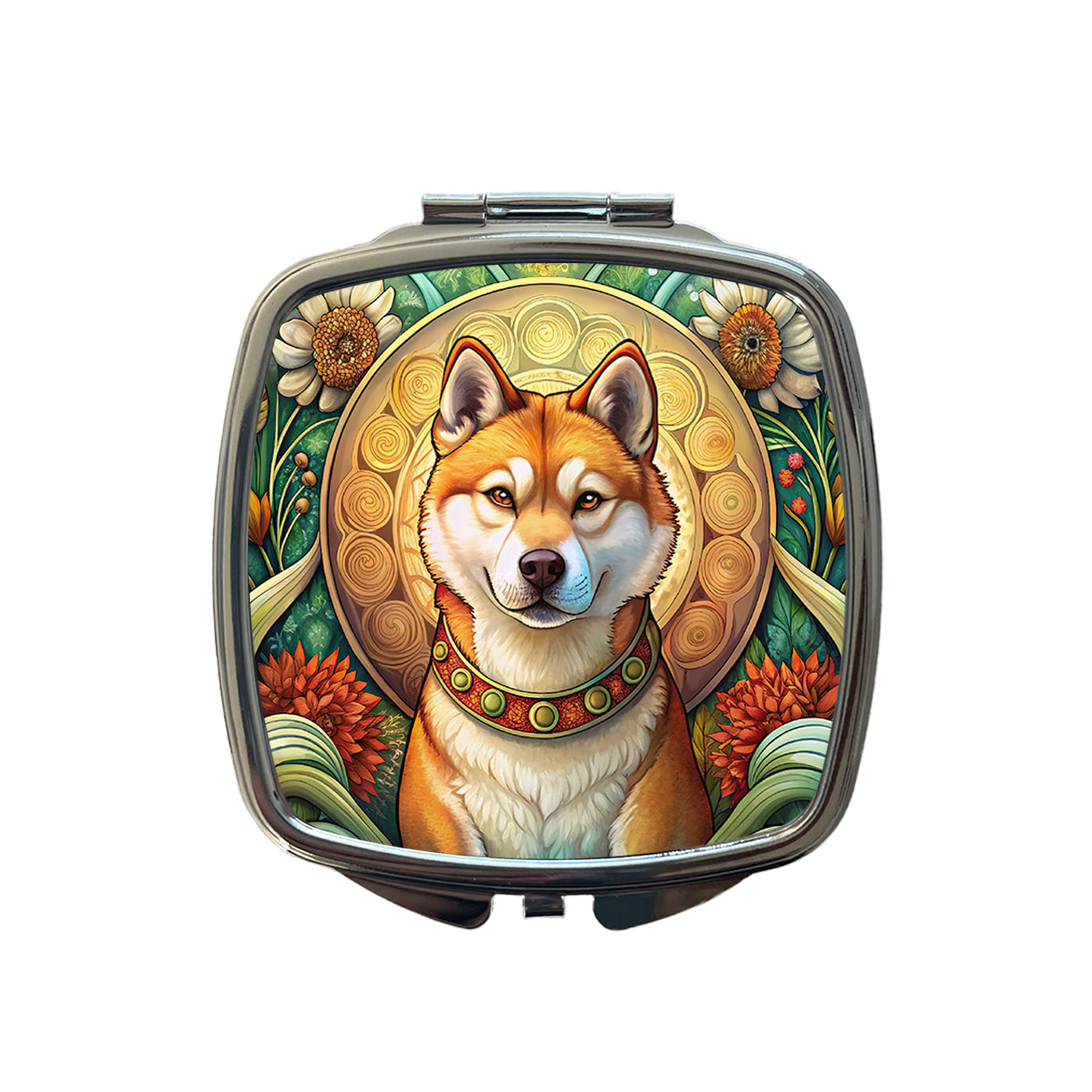 Akita Dog Art Nouveau Small Travel Purse Handbag Pocket Makeup Compact Mirror