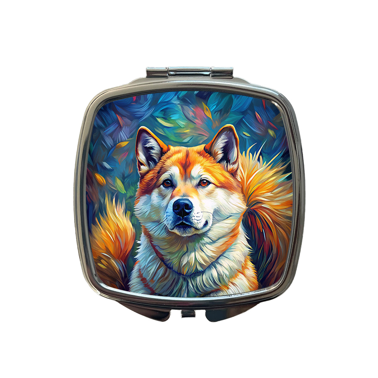 Akita Dog Expressionism Art Small Travel Purse Handbag Pocket Makeup Compact Mirror