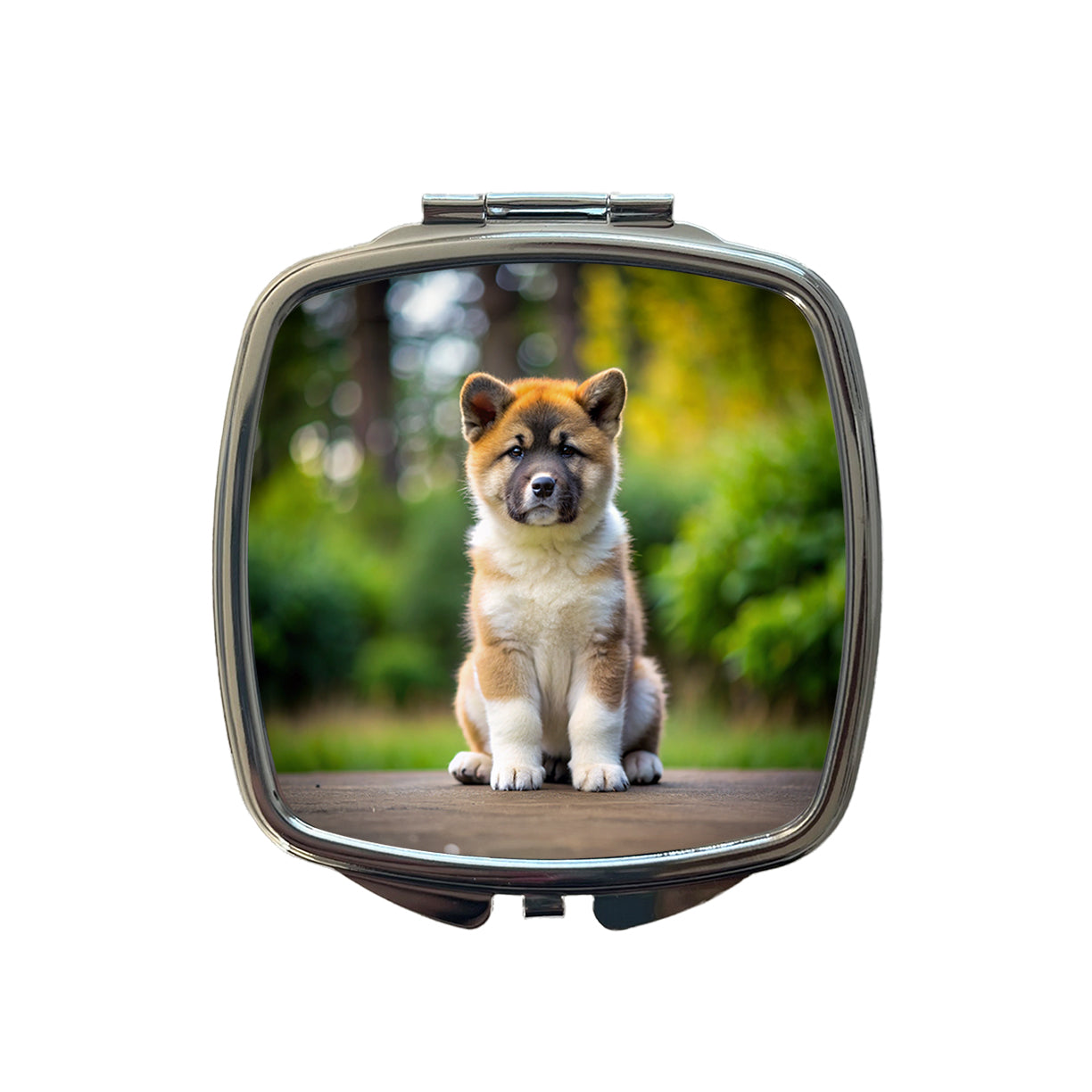 Akita Dog Puppy Photo Small Travel Purse Handbag Pocket Makeup Compact Mirror